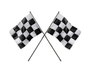 Crossed Checkered Racing Flags on Transparent Background, PNG