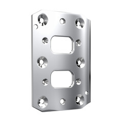 Metal mounting plate with holes for screws in silver color  