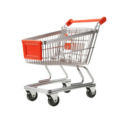 Shopping cart on white background, ready for grocery shopping  