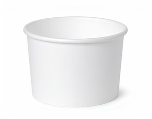 Empty white paper bowl for food, side view on white