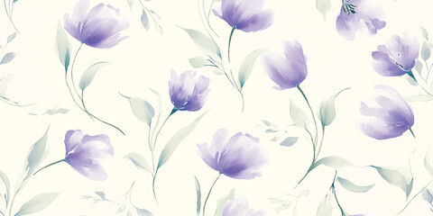 Soft Tulip Watercolor Seamless Pattern Gentle Floral Vector Print for design, textile, packaging, fabric wallpaper branding, stationery wrapping paper interior decor