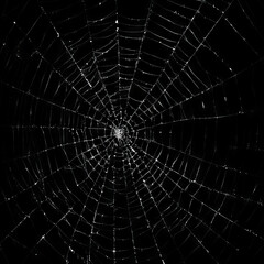 Obraz premium A spooky spiderweb on a black background - perfect for Halloween party designs. 
