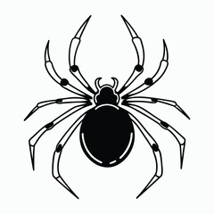 Black spider vector illustration for halloween, tattoos or nature hemes

