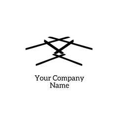 Black line vector logo for company or business. the intersecting lines are all members complementing each other. Element vector 