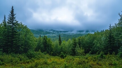 Obraz premium Misty forest vista