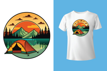 Nature embrace our camping grace. Camping t-shirt design Vector graphics. Shirt design, T shirt Design vector, apparel, outdoor, adventure, camp. Nature
