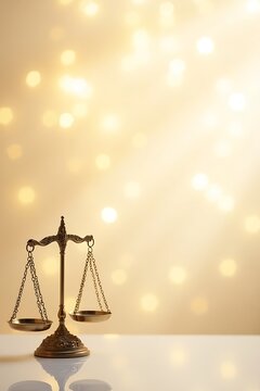 Scales of justice law concept balance courtroom legal system golden light