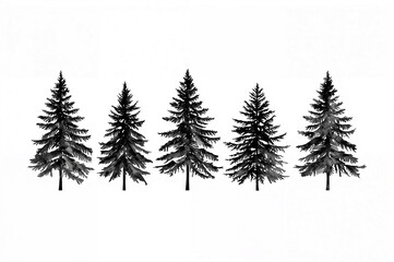 Obraz premium Elegant watercolor silhouettes of evergreen trees