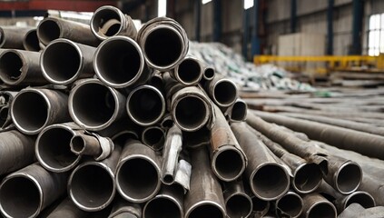 Stainless steel tube scrap from factory in  industrial estate. Many of these waste sold to recycle in other factory.