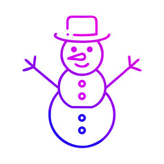 Snowman cartoon icon, outline winter holiday symbol, festive Christmas celebration vector illustration