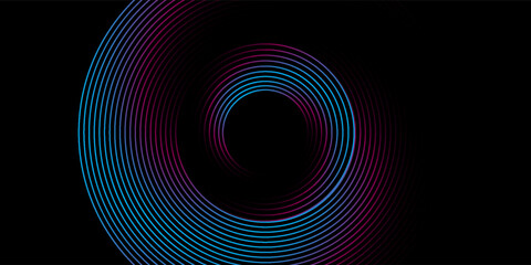3D blue pink techno abstract background overlap layer on dark space with glowing circles decoration. Modern graphic design element lines style concept for web banner flyer, card cover or brochure