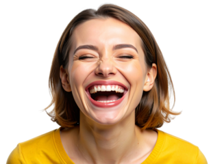  Joyful laughing emoji with flushed cheeks and closed eyes PNG