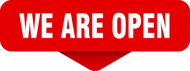we are open sticker. we are open sign on transparent background