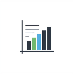 Simple bar chart with vertical columns &ndash; financial data visualization icon with colored bars on transparent background for economic report, performance tracking, and planning.