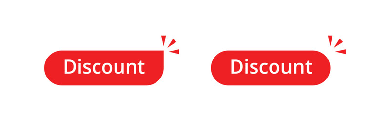 Red Discount Button Set with Bold Text and Alert Icons