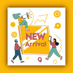 New arrival label, badge or banner design element template