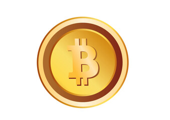Minimalist gold bitcoin coin icon with simple design on white background for cryptocurrency themes