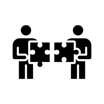 Team Misalignment Icon Glyph Style People Holding Puzzle Pieces Not Fit Collaboration Conflict