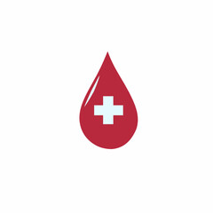 Obraz premium blood drop vector with white medical icon 