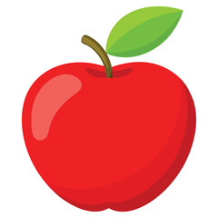 Flat red apple with leaf