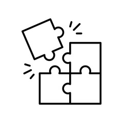 Team Misalignment Icon Vector, Puzzle Piece Not Fitting Concept, Outline for Workplace Conflict, Role Mismatch, and Collaboration Breakdown Symbol