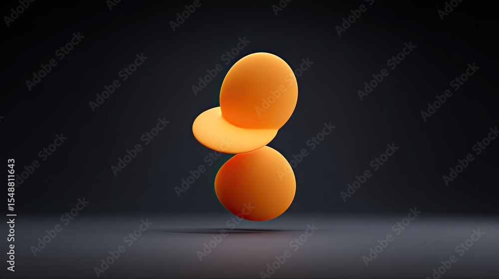Poster abstract orange shapes floating in dark space and soft light