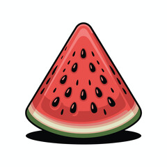 Cartoon Watermelon Slice with Seeds
