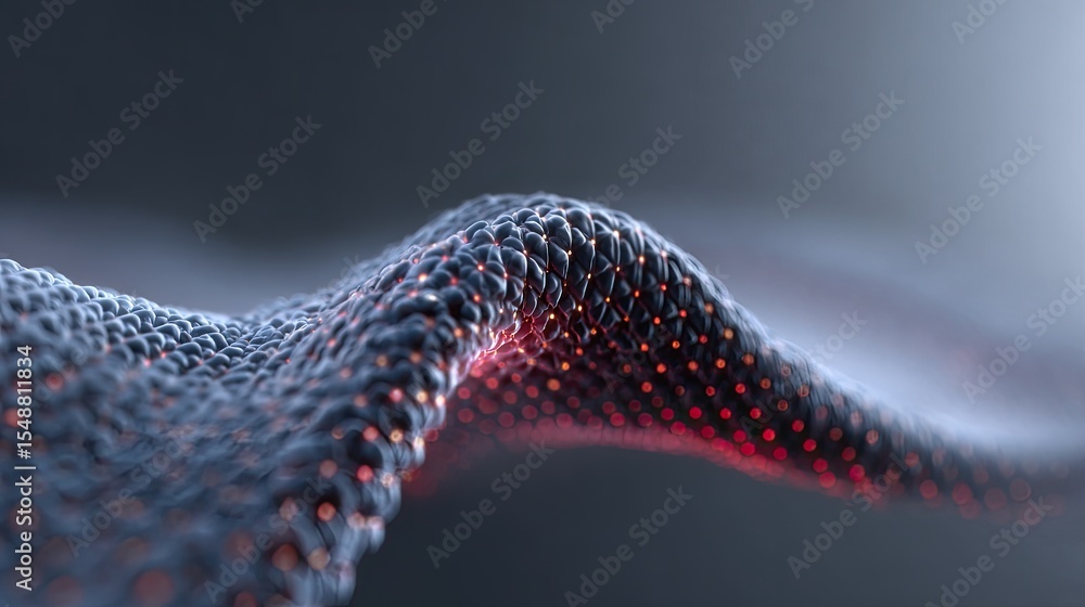 Poster abstract technology wave pattern with dots and textures in 3d