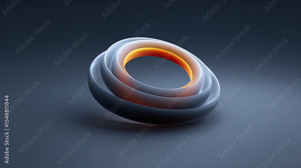 Poster abstract 3d shape with soft curves and warm glow on dark background