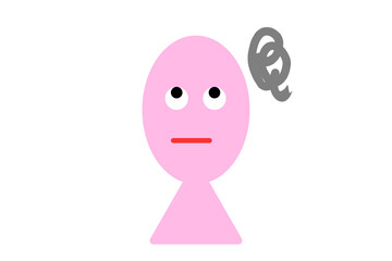 Fototapeta premium 表情 考える人 ピンク グラフィック素材