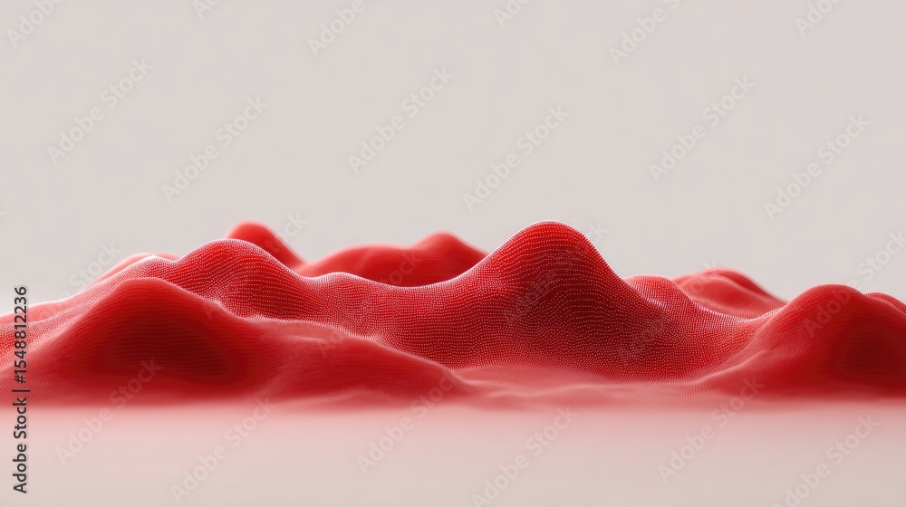 Poster abstract red landscape with flowing soft waves and smooth surface