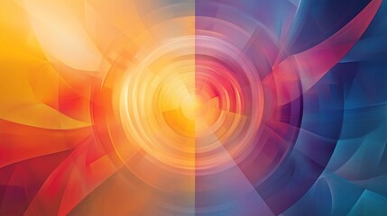 Obraz premium Abstract half warm, half cool, radial swirls in vibrant colors