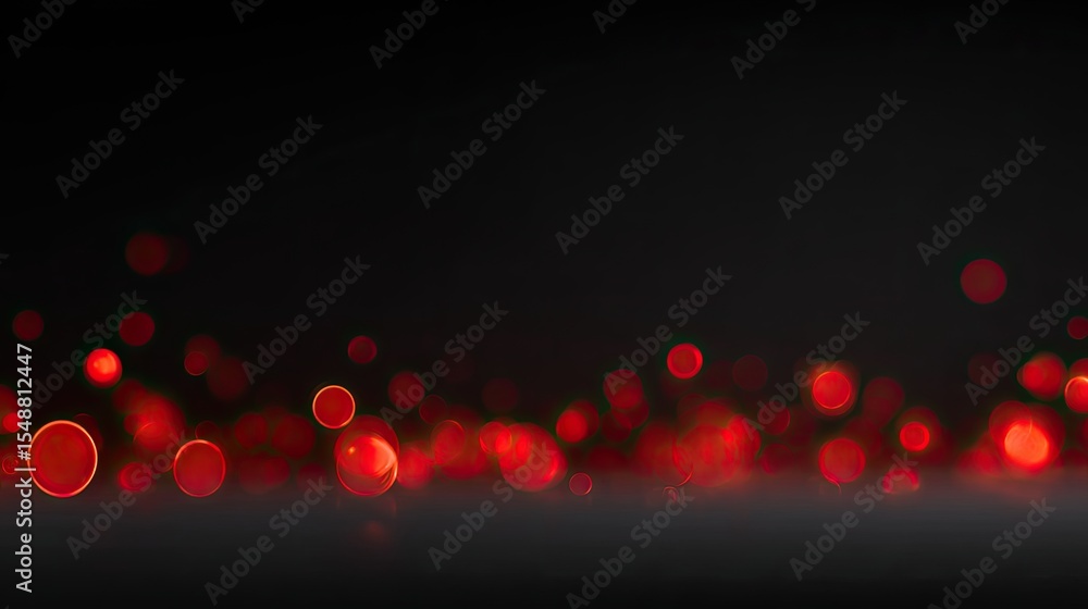 Poster abstract red bokeh lights on black background with soft focus effects