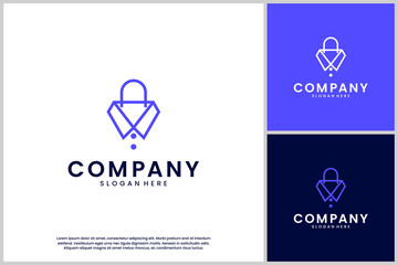 minimalist line art logo shopping bag shirt shape, smart shopping symbol, graphic design