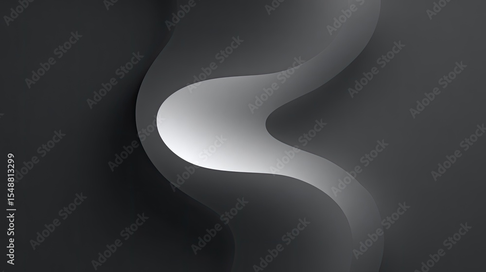 Poster abstract curves and shapes in monochrome design style