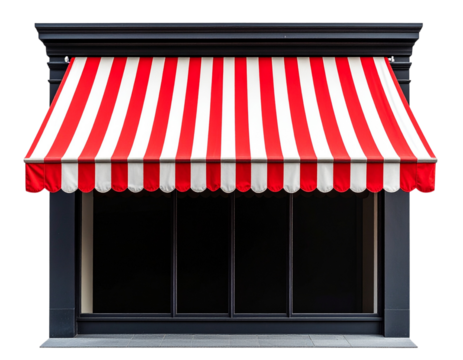  Store facade with red-striped canopy on black or dark base PNG