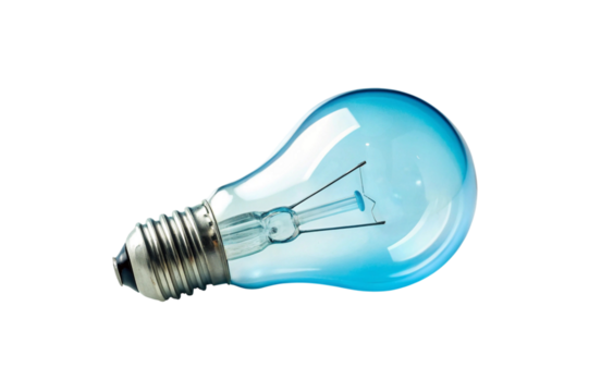 Blue light bulb isolated on transparent background