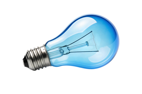 Blue light bulb isolated on transparent background