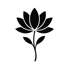 Lotus Flower Silhouette Minimal Botanical Vector Icon