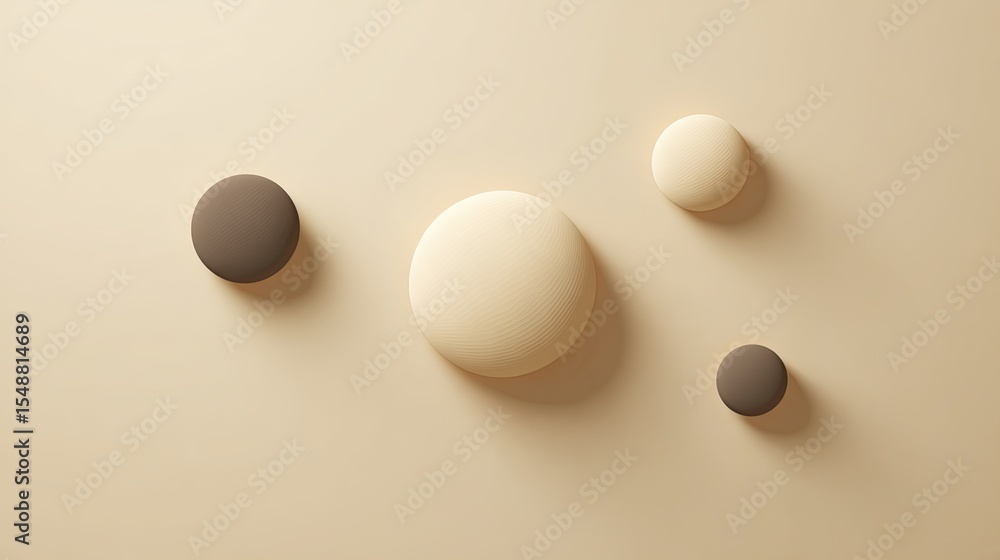 Poster geometric shapes on neutral background with soft shadows and texture