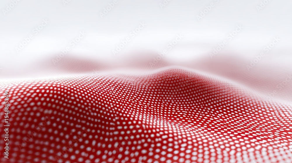 Poster Close-Up View of Textured Red Fabric with Soft Dots in Blurry Background