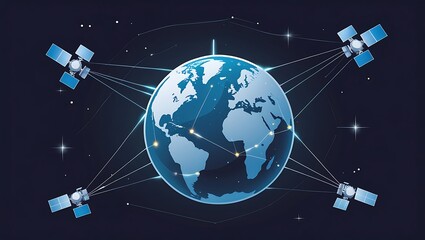 Fototapeta premium Global Satellite Network Connecting Earth