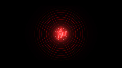 Radio waves with Music icon. music audio icon on the black background.