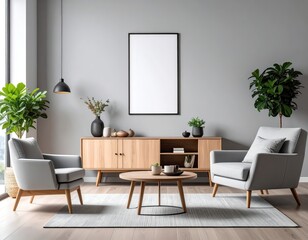 Modern Living Room Interior with Armchairs and Artwork