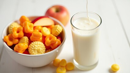 glass of milk and fresh vegetables