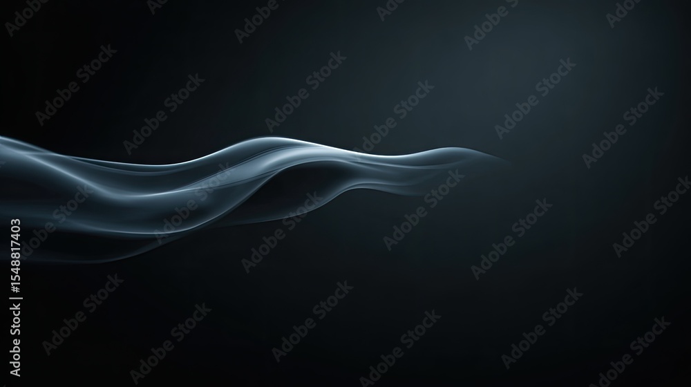 Poster elegant flowing smoke on dark background with soft curves and waves