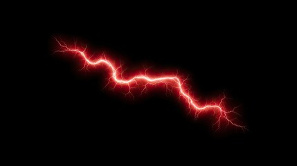 Red Lightning Bolt on Black Background with Bright Electric Effects