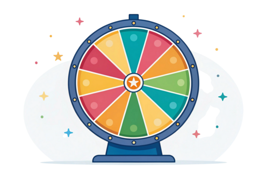 Colorful fortune wheel game isolated on transparent background