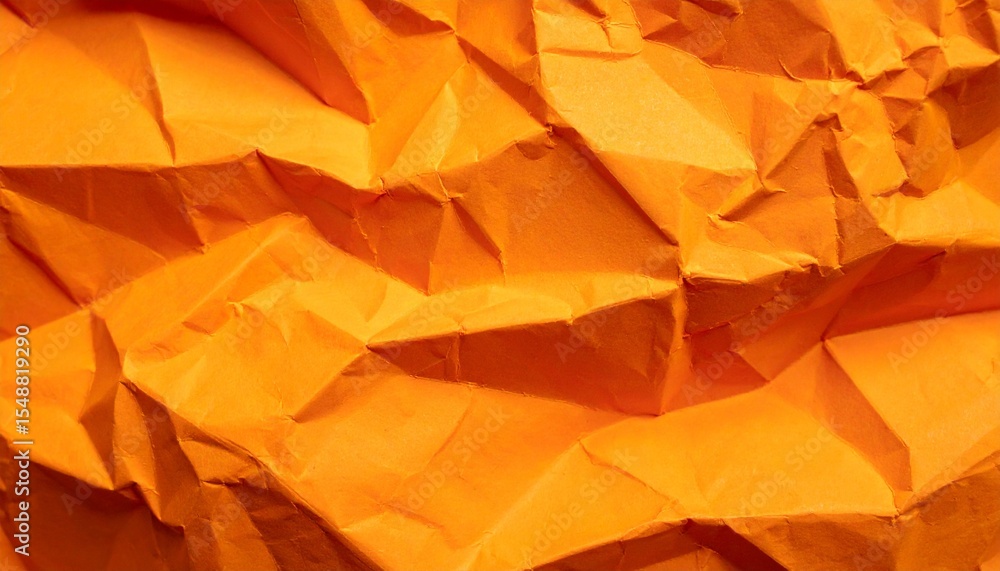 Aufkleber close-up of a textured, crumpled orange paper. the image showcases a rough and irregular surface wit