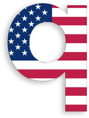 American Flag Alphabet Letter q 4th of July USA Independence Day Veterans Day
